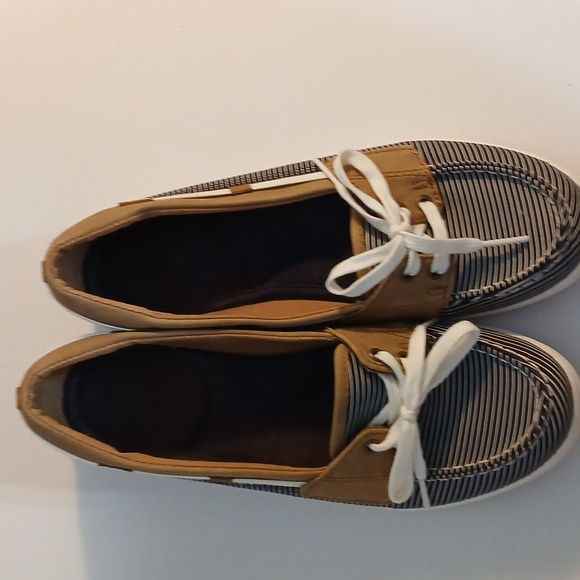 Keds  Navy Blue Charter Chalk Nautical Style Slip-on Sneakers 7.5 - Picture 2 of 7